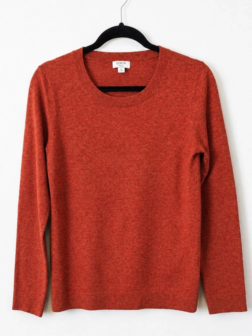 J.Crew Teddie Merino Wool Blend Sweater Rust Orange Heather Crewneck Size Small